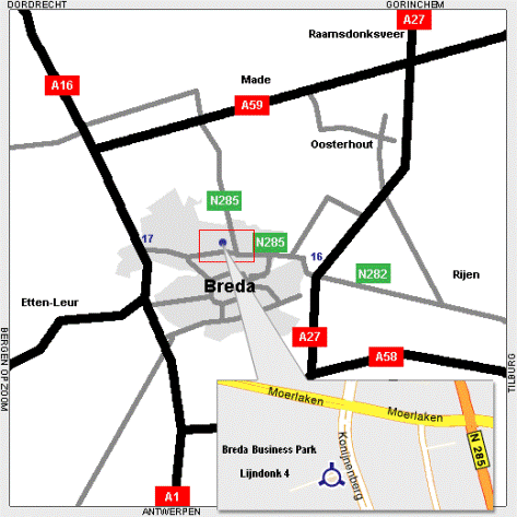 routekaart naar HESTOCON, Breda